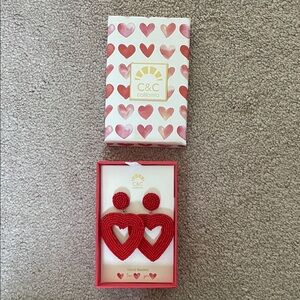 C&C California Vibrant Red Heart Earrings